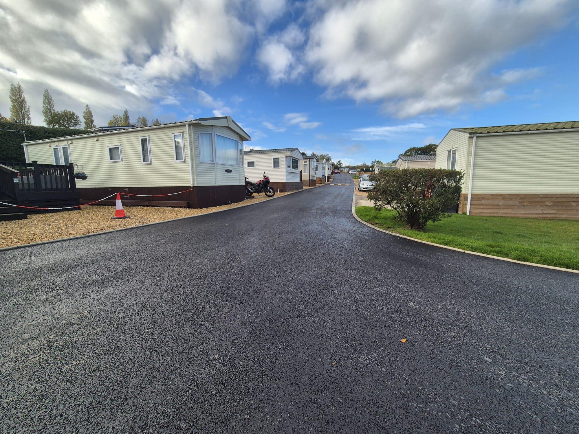 Site image caravans in park low view